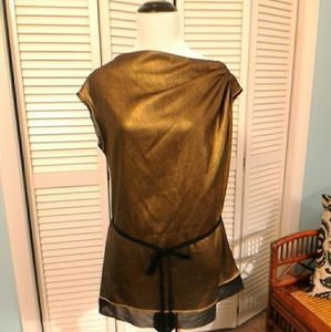 Vera Wang SIMPLY VERA Metallic/Mesh Belt Tunic Top